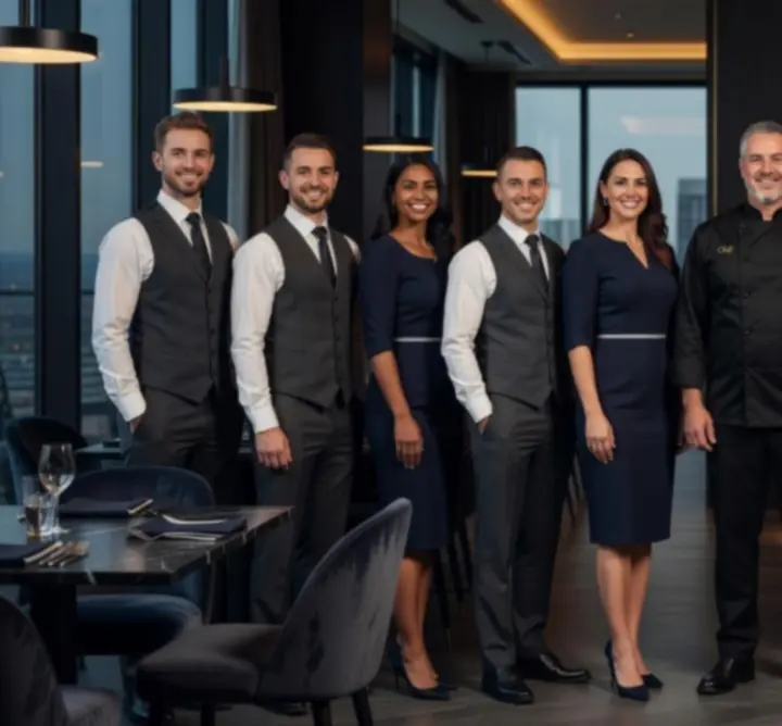 Équipe du restaurant Lib Casino accueillant les invités dans un cadre élégant.
