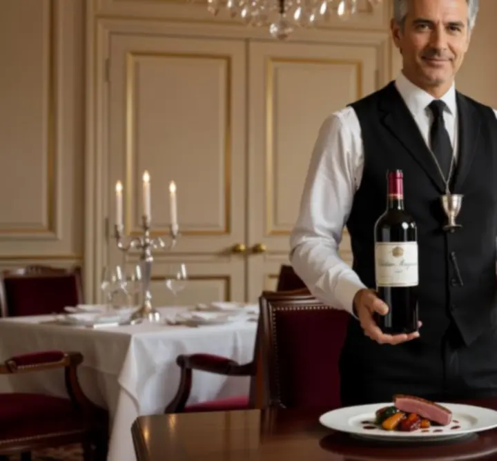 Sommelier présentant une sélection de vins haut de gamme au restaurant Lib Casino